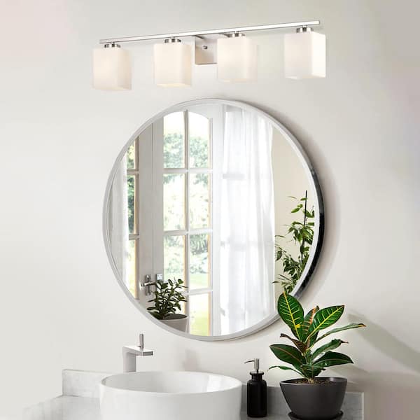 Edvivi 4-Light 32 in. Brushed Nickel Indoor Bathroom Vanity Lights