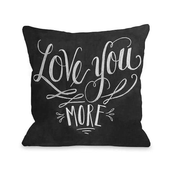 Unbranded Love You More Black Geometric 16 in. x 16 in. Throw Pillow