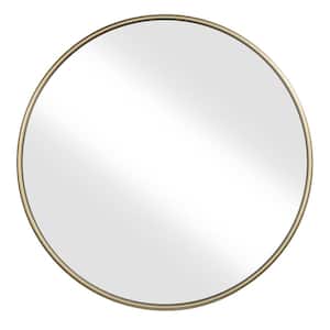 Medium Round Gold Hooks Modern Mirror (36 in. H x 36 in. W)