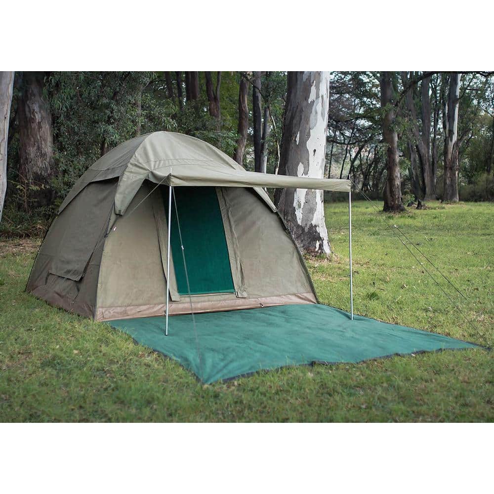 Green Canvas 6-Person Dome Camping Tent with Carry Bag