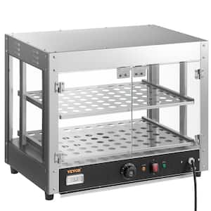 Commercial Food Warmer Display 2 Tiers, 800W Pizza Warmer Countertop Pastry Warmer with Water Tray