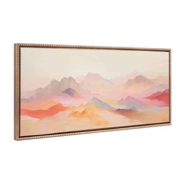 Kate and Laurel Sylvie Soft Pastel Mountain Abstract 1-Piece Gold Framed Canvas Art Print, 18.00 in. x 40.00 in.