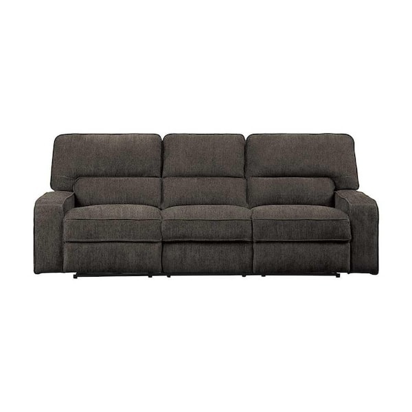 EVERGLADE HOME Amite 98 in. W Square Arm Chenille Straight Power Double Reclining Sofa in Chocolate