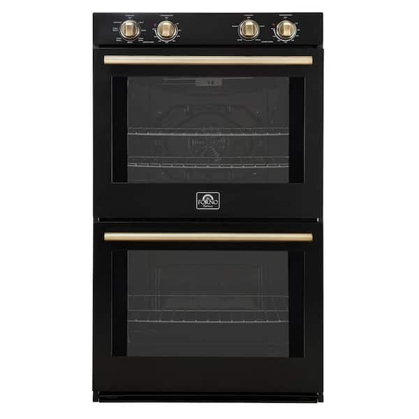 Vomero 30 in. Double Wall Oven, Black, 10 cu. ft. Total Capacity, 7100-Watts Convection, Manuel Steam Clean