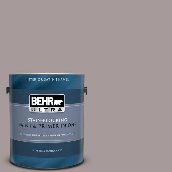 BEHR ULTRA 1 gal. #UL250-8 Smoked Mauve Satin Enamel Interior Paint and Primer in One