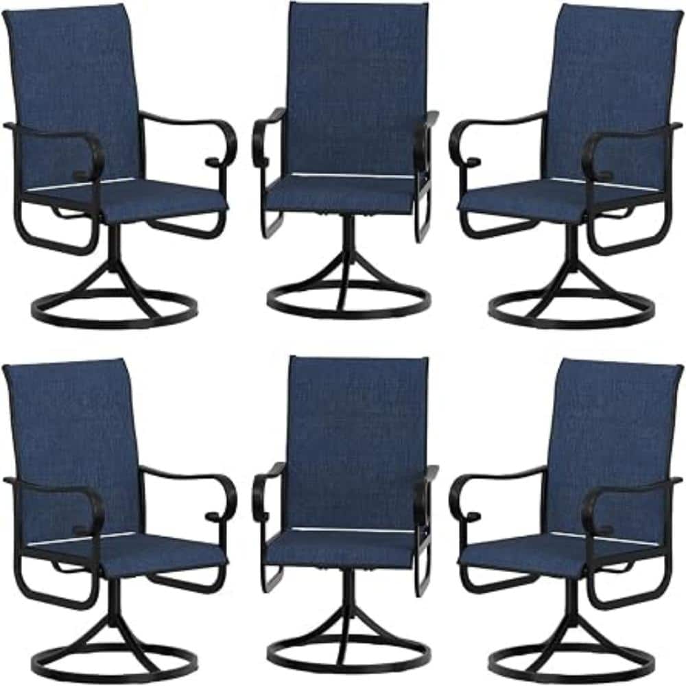 Set of 4 Patio Swivel Chairs, 360° Swivel Rocking High Back Outdoor Dining Chairs, Metal Frame, Chairs Only-Brown price history on PriceWatchPro