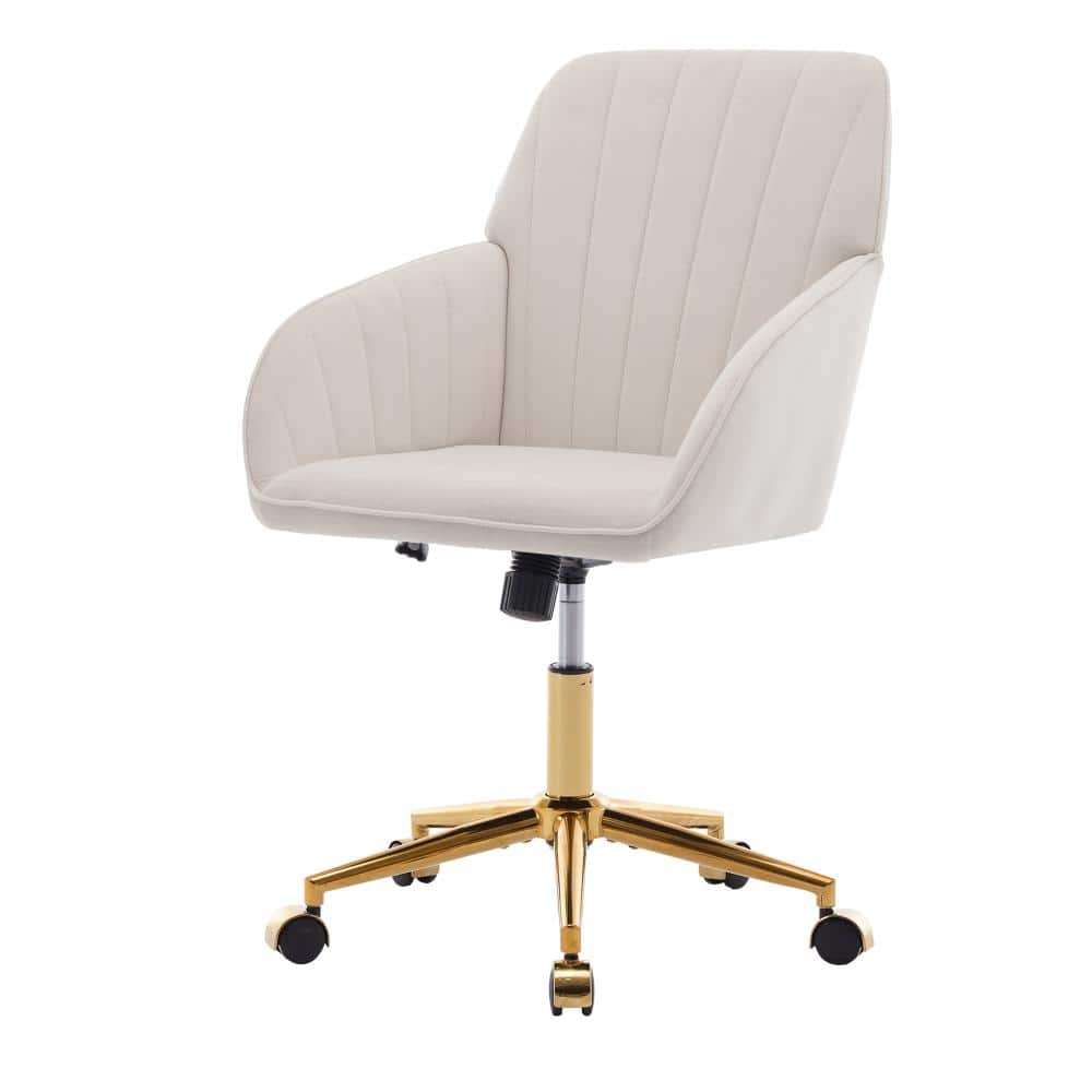 Beige Velvet Gaming Chair with Ergonomic Lumbar Support, Memory Foam Cushion, Golden Base, Swivel, Comfortable for Long price history on PriceWatchPro