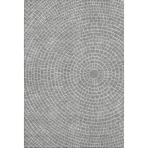 Mayfield Premium Machine Washable Abstract AMF2455 Gray 9 ft. x 12 ft. Area Rug
