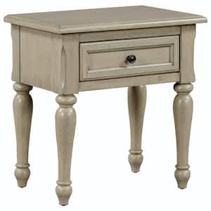 1-Drawer Stone Gray Solid Wood Nightstand with for Nursery, Kid's Room, Bedroom 24 in.W