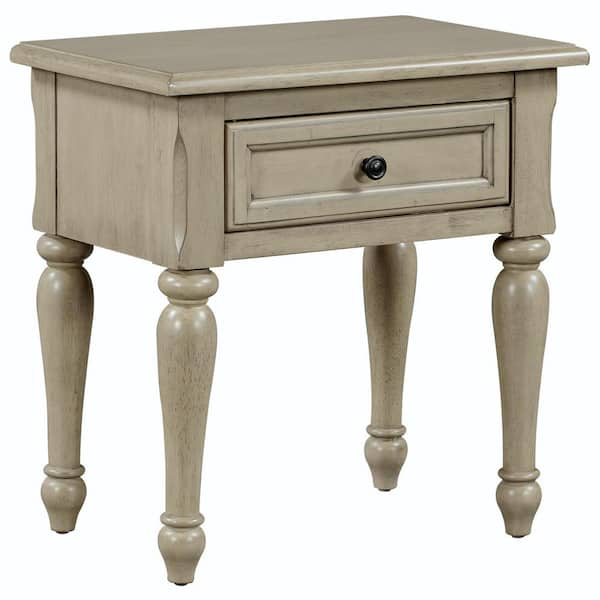 Polibi 1-Drawer Stone Gray Solid Wood Nightstand with for Nursery, Kid's Room, Bedroom 24 in.W