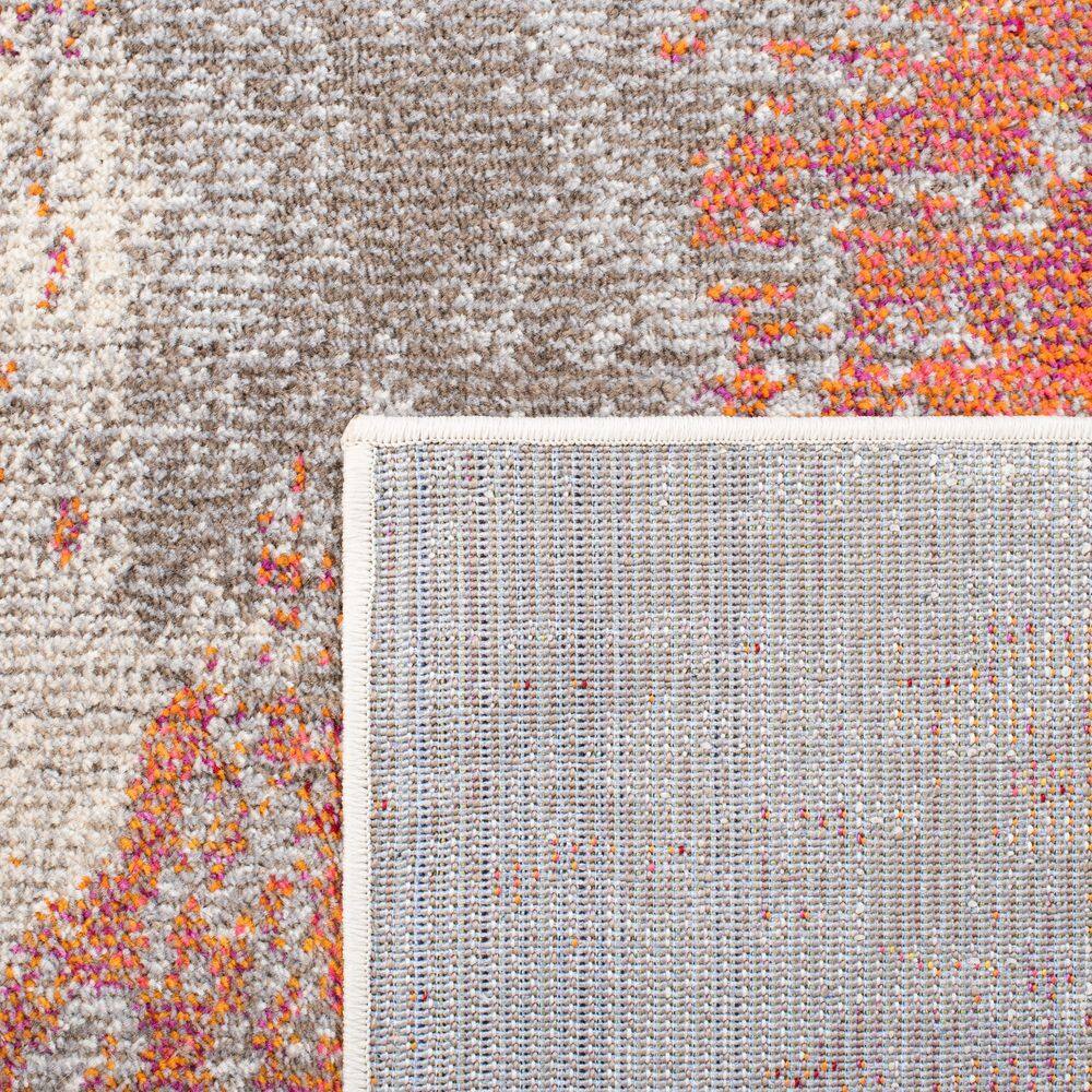 Elegant Gray Round Synthetic 47" Easy-Care Area Rug