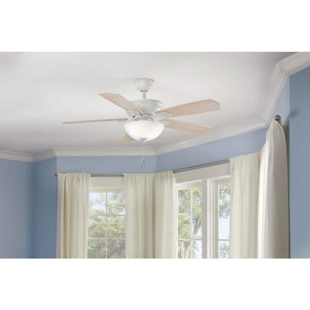 Wellston II 44 in. Indoor LED Matte White Dry Rated Downrod Ceiling Fan with Light Kit and 5 Reversible Blades price history on PriceWatchPro