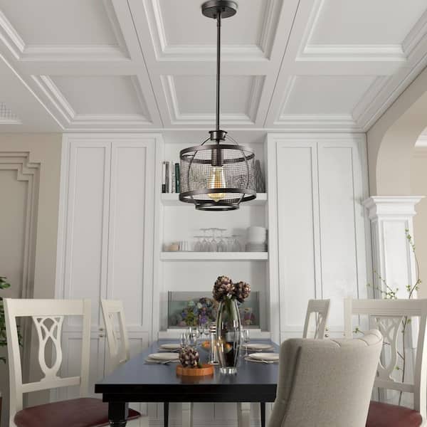 St Paul 60W 1-Light 9.84 In. Black Farmhouse Island Metal Dimmable Mini Pendant Light Dining Kitchen Foyer Lighting