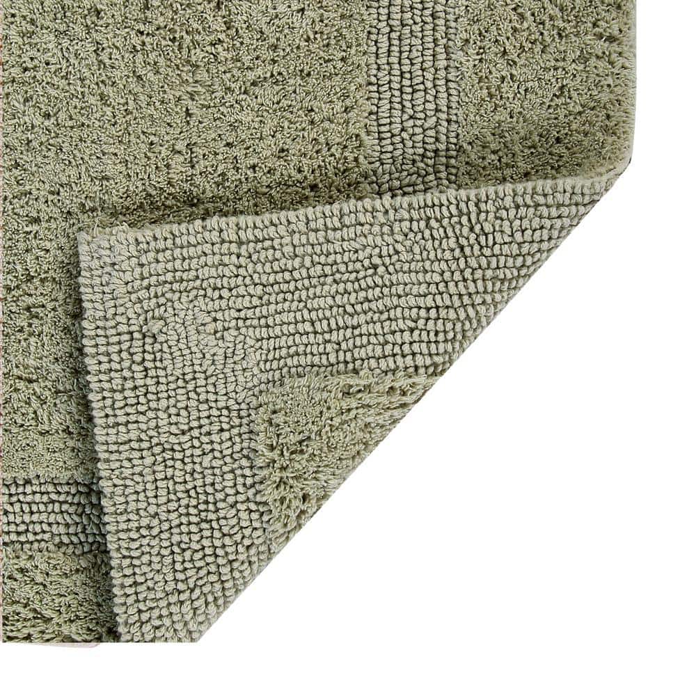 Luxurious Sage Cotton Tufted Reversible Bath Rug Set