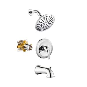 Single-Handle 6-Spray Round High Pressure Shower Faucet with 6 in. Shower Head in Chrome (Valve Included)