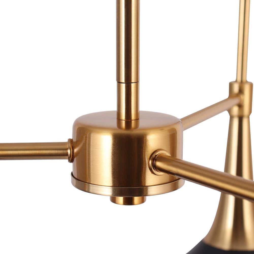 Whimsical Sputnik 25'' Matte Black Chandelier with Brass Accents