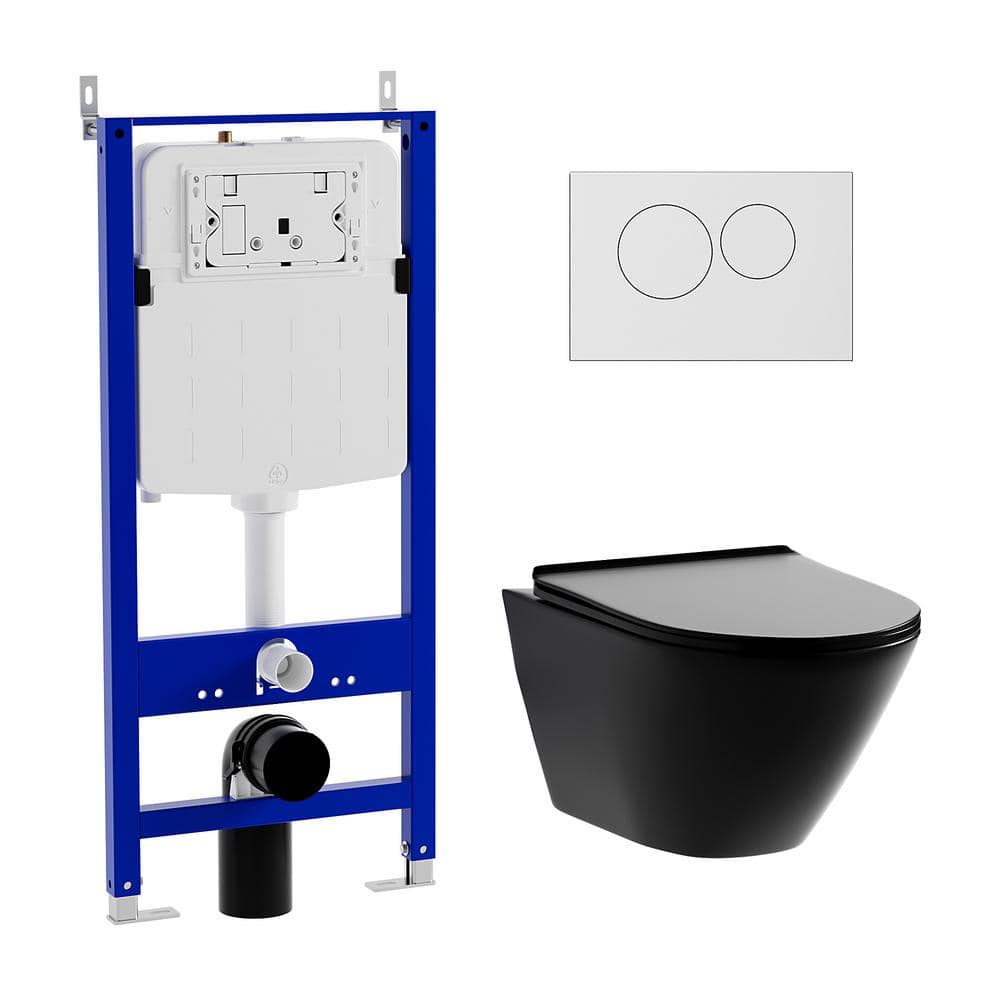 2-Piece 0.8/1.6 GPF Concealed Toilet Tank System with White Actuator Plate 