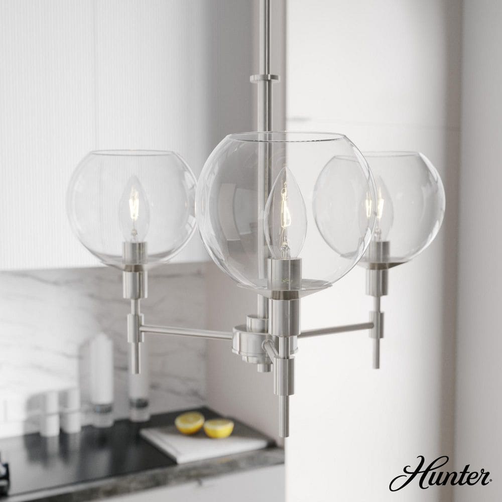 Brushed Nickel Crystal 3-Light Candle Chandelier