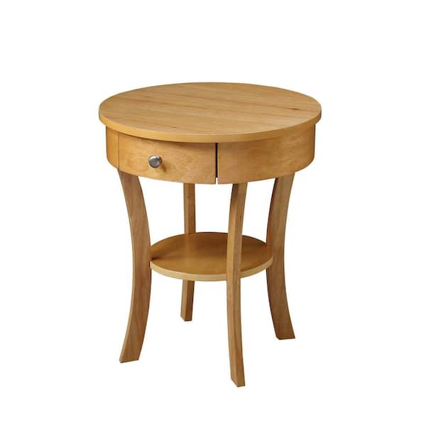 Convenience Concepts Classic Accents Schaffer 20 in. Natural 24 in. Round Wood End Table with Drawer and Shelf