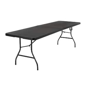 96 in. Black Plastic Fold-in-Half Folding Banquet Table