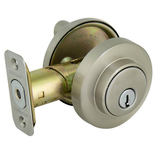 Defiant - Contemporary Round Satin Nickel Single Cylinder Deadbolt