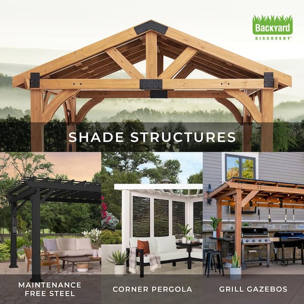 Backyard Discovery Fairhaven 12 ft. x 10 ft. Natural Nordic Spruce Pergola  2103528COM The Home Depot