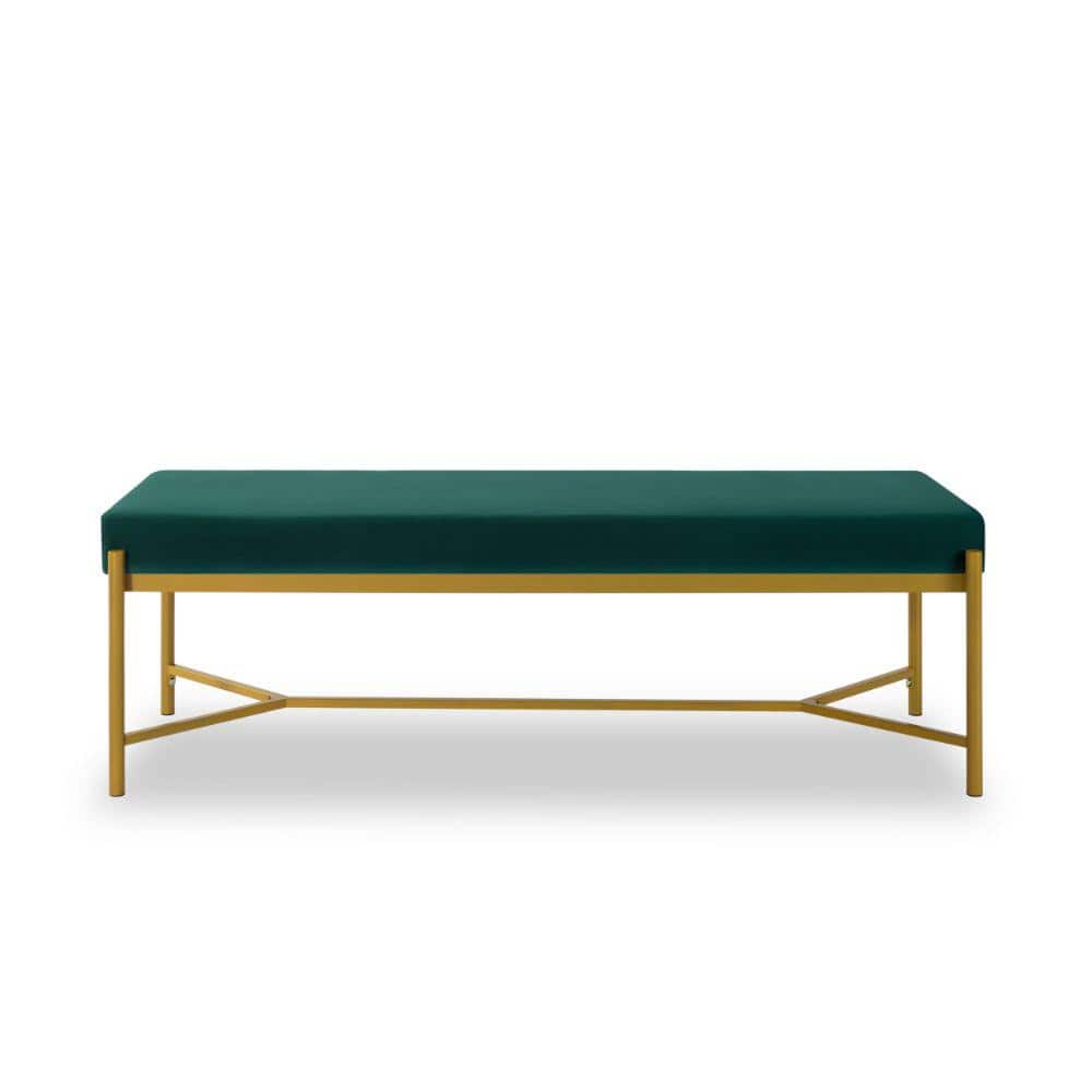 Benjara Green Velvet Seat and Gold Metal Frame Modern Foyer Dining ...