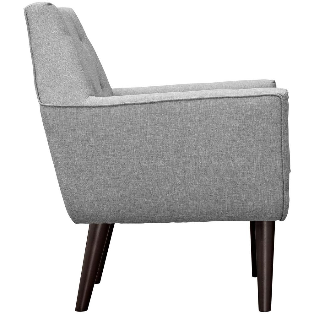 Mid-Century Modern Light Gray Upholstered Accent Chair