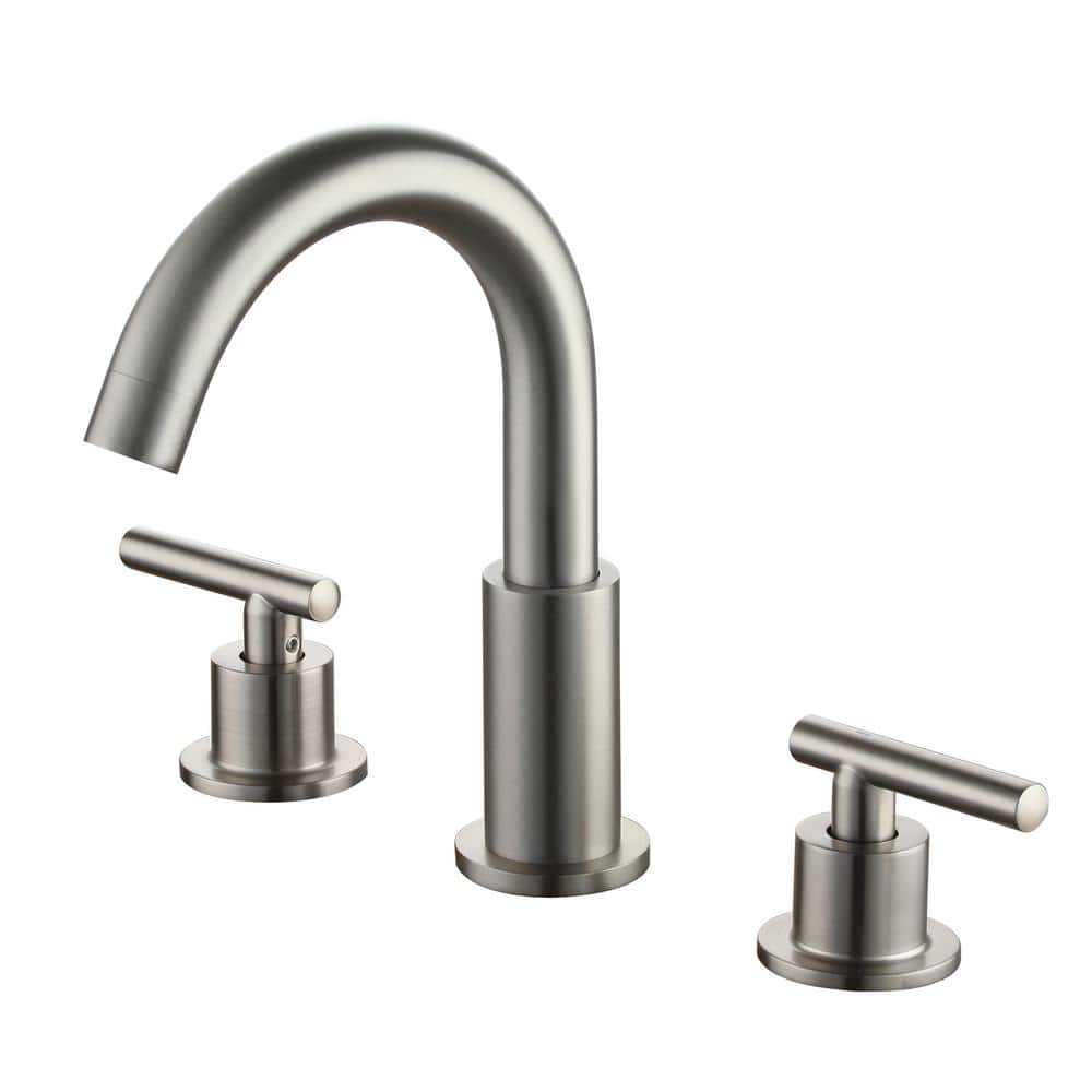 8 in. Widespread 2-Handle Mid-Arc Bathroom Faucet with Valve and cUPC Water