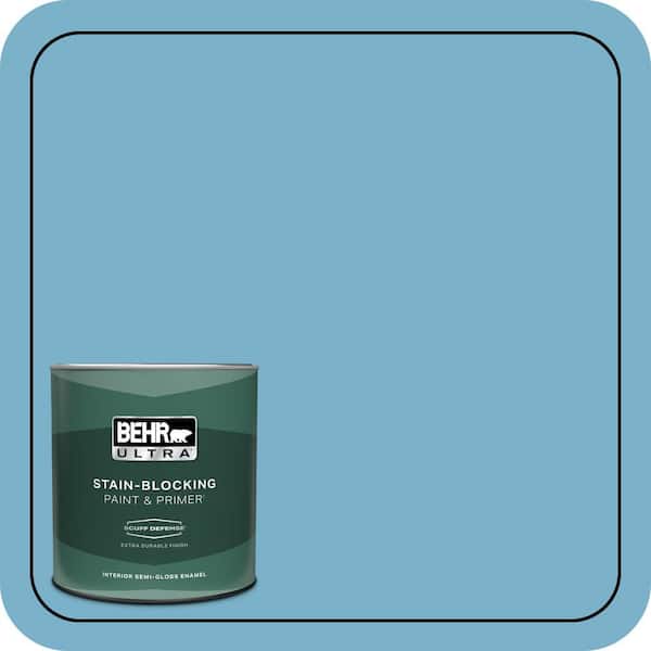 BEHR ULTRA 1 qt. #M490-4 Frisky Blue Extra Durable Semi-Gloss Enamel Interior Paint & Primer