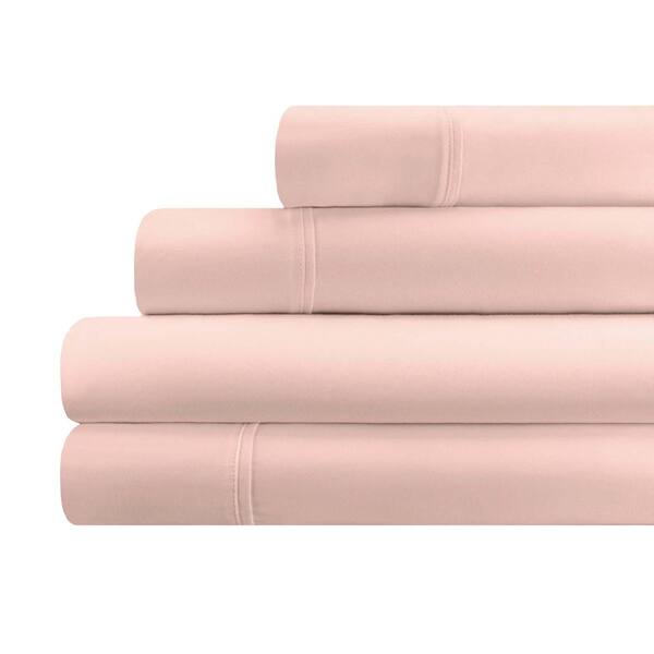 SUPERIOR 700-Thread Count 4-Piece Pink Egyptian Cotton Solid Deep ...