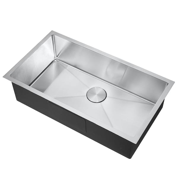 Attop Handmade 18-Gauge Stainless Steel 32 in. Single Bowl Undermount Kitchen Sink