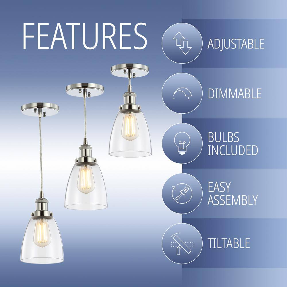 Cleo 5.5" Chrome Glass LED Adjustable Pendant Light