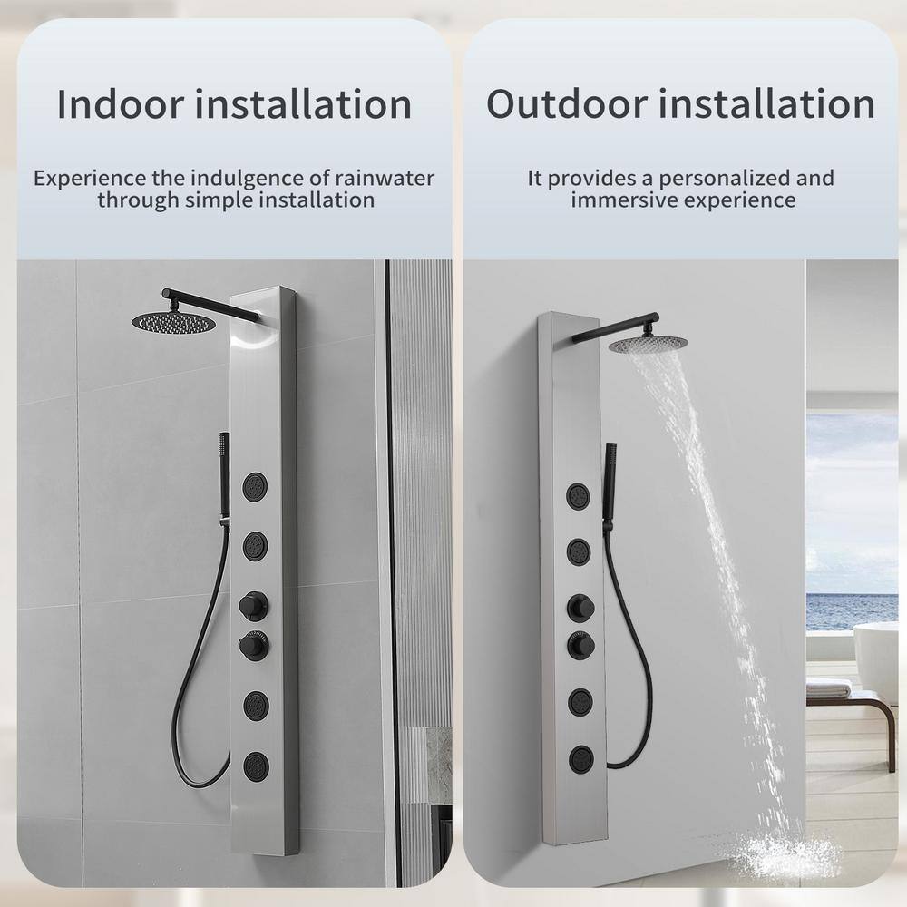Black Nickel Multi-Function Shower Panel with Body Jets