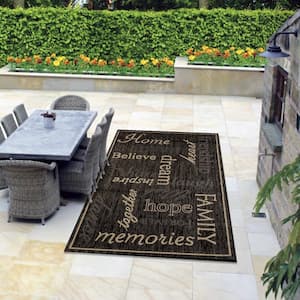 FW Collection Home Family Black 9 ft. x 12 ft. Polypropylene Indoor/Outdoor Area Rug
