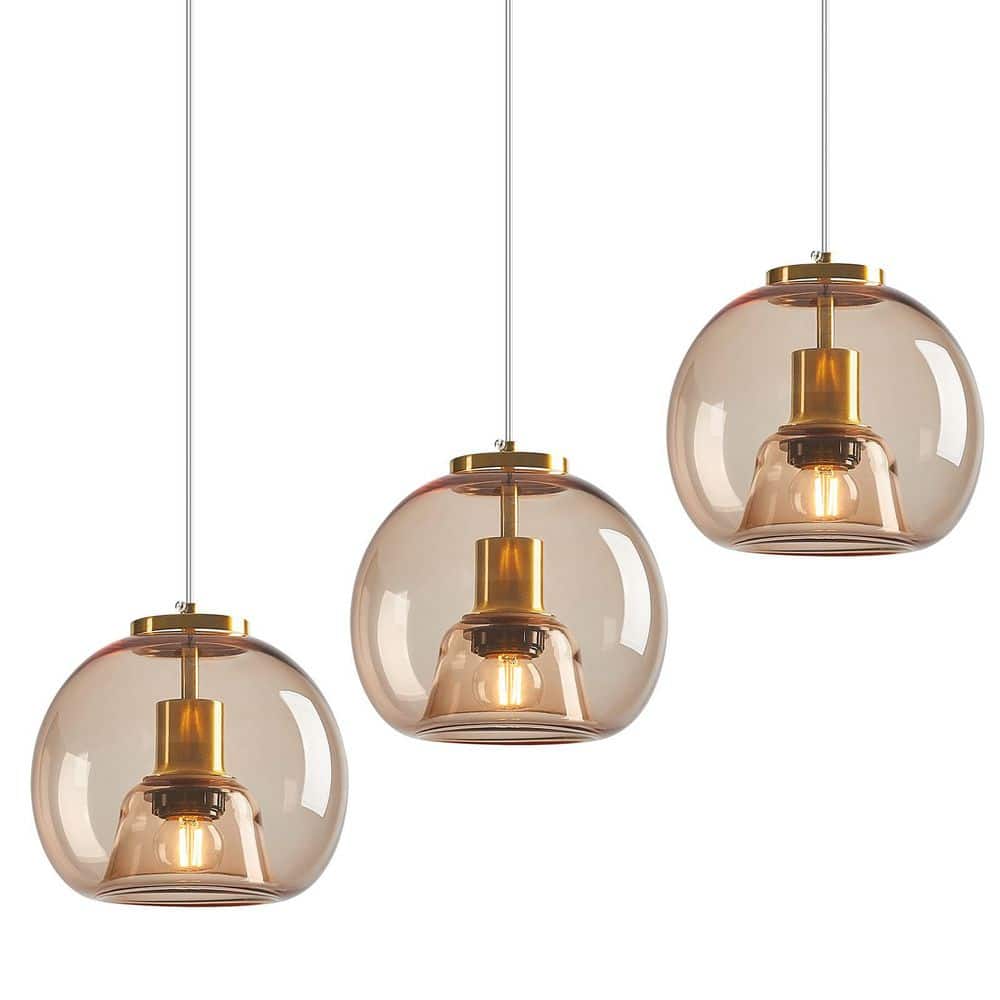 Home Lighting ‎60-Watt 1 Light 7.87 in. Light Coffee Glass Globe Pendant Light for Bedroom, No Bulbs Included, 3-Pack price history on PriceWatchPro
