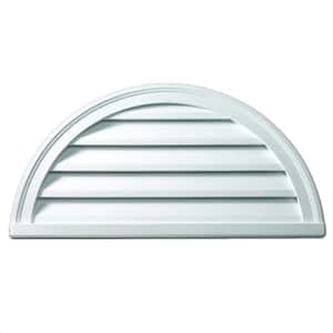 24 in. x 12 in. Half Round White Polyurethane Weather Resistant Gable Louver Vent