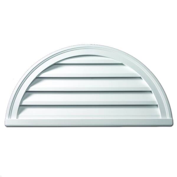 Fypon 32 in. x 16 in. Half Round White Polyurethane Weather Resistant Gable Louver Vent