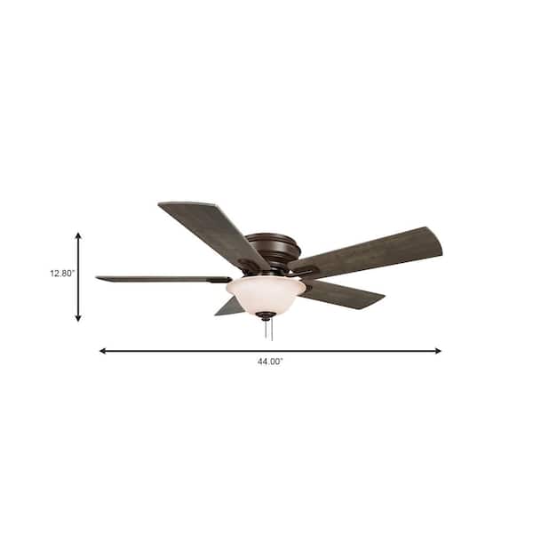 Hawkins III 44 in. LED Indoor Oil Rubbed Bronze Flush Mount Ceiling Fan with Light