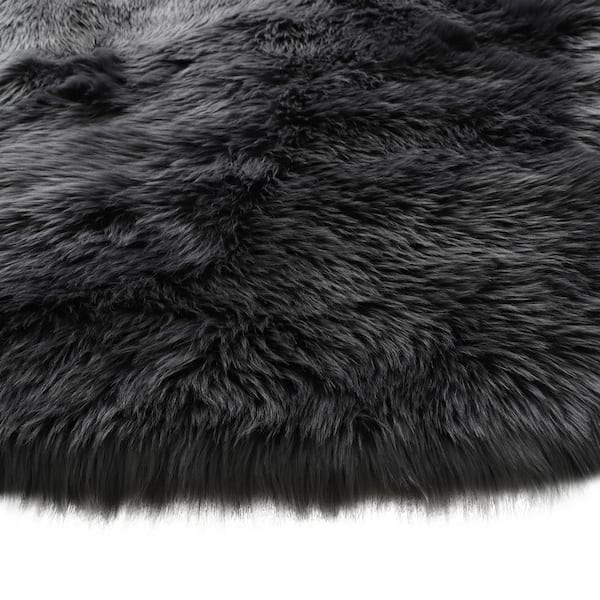 Amazing Rugs "Cozy Collection" 3x5 Ultra Soft Gray Fluffy Faux Fur Sheepskin Area Rug