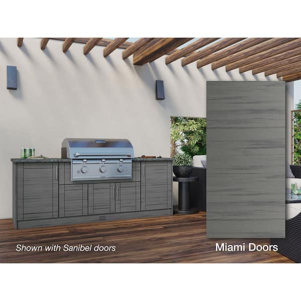 Miami Dark Ash 12-Piece 91.25 in. x 34.5 in. x 28 in. Outdoor Kitchen Cabinet Island Set