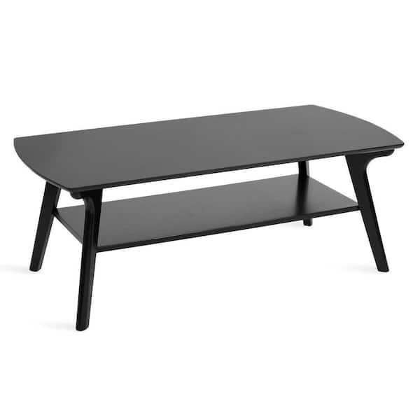 Louen 47.25 in. Black Rectangle Wood Veneer/MDF Coffee Table