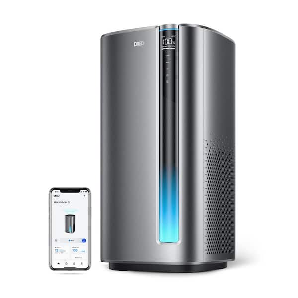 Macro Max S 2,030 sq. ft. H13 True HEPA Room Air Purifier in Silver with PM2.5 Display and Wi-Fi Voice Control