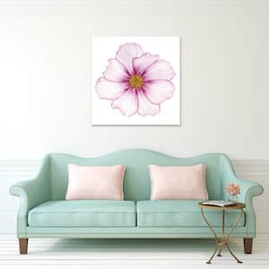 "Magenta Cosmo on White" Frameless Free Floating Tempered Glass Panel Graphic Art Wall Art