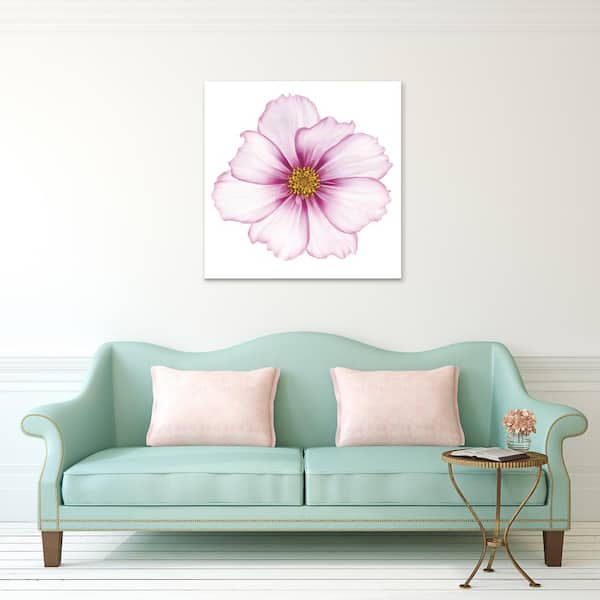 Empire Art Direct "Magenta Cosmo on White" Frameless Free Floating Tempered Glass Panel Graphic Art Wall Art