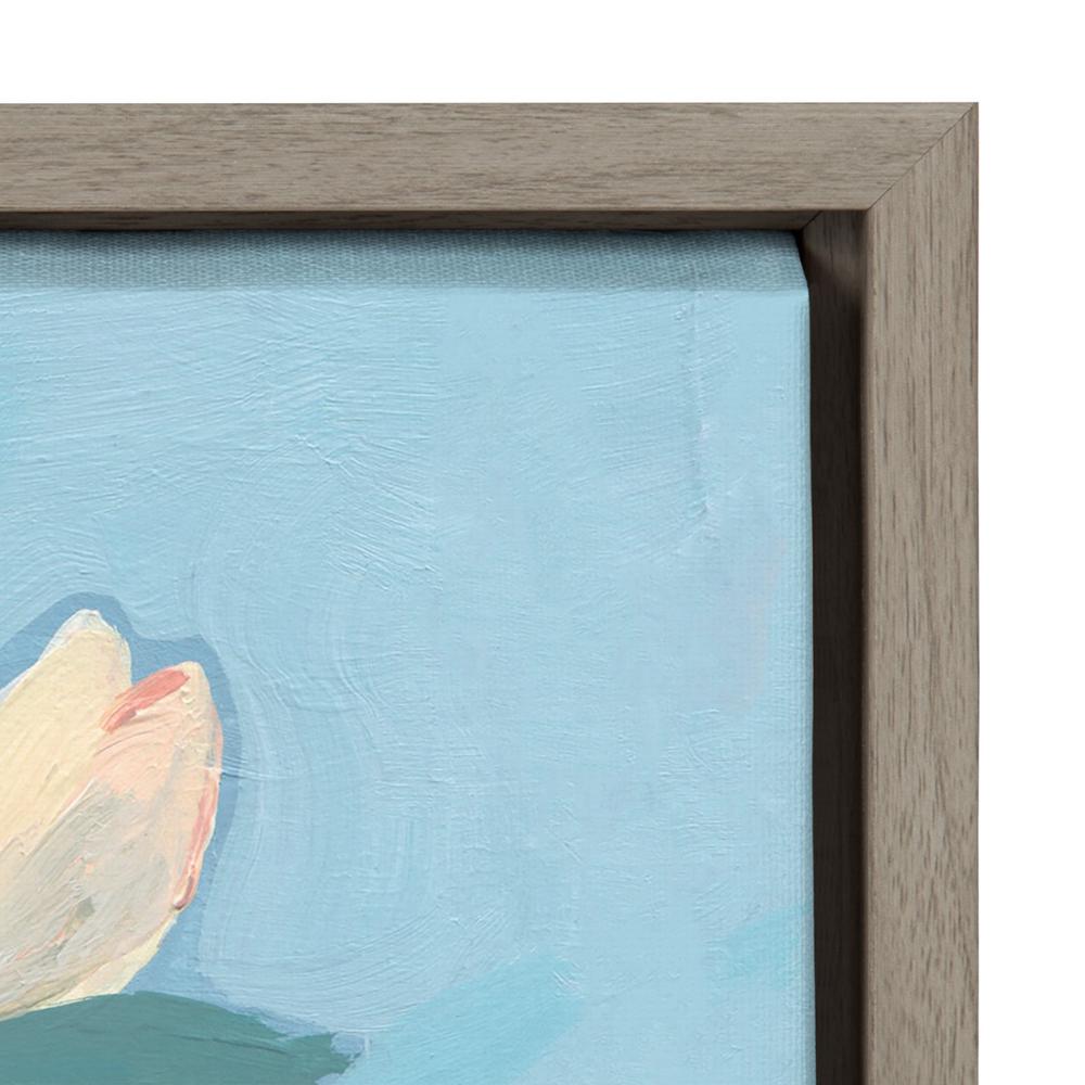 Magnolia Blooms Abstract Floral Canvas Print with Gray Frame