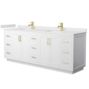 Miranda 84 in. W x 22 in. D x 33.75 in. H Double Bath Vanity in White with White Cultured Marble Top