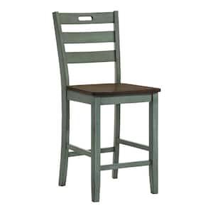 Calliger Live Edge Oak and Antique Green Counter Height Side Chair (Set of 2)