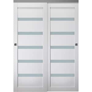 Leora 36 in. x 80 in. Bianco Noble Finished Wood Composite Bypass Sliding Door