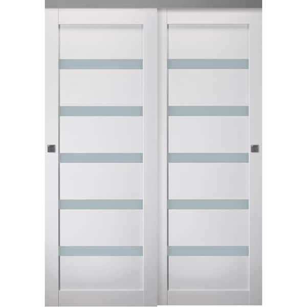 Belldinni Leora 56 in. x 79 in. Bianco Noble Finished Wood Composite Bypass Sliding Door